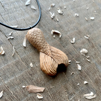 Mermaid Tail Walnut Wood Pendant