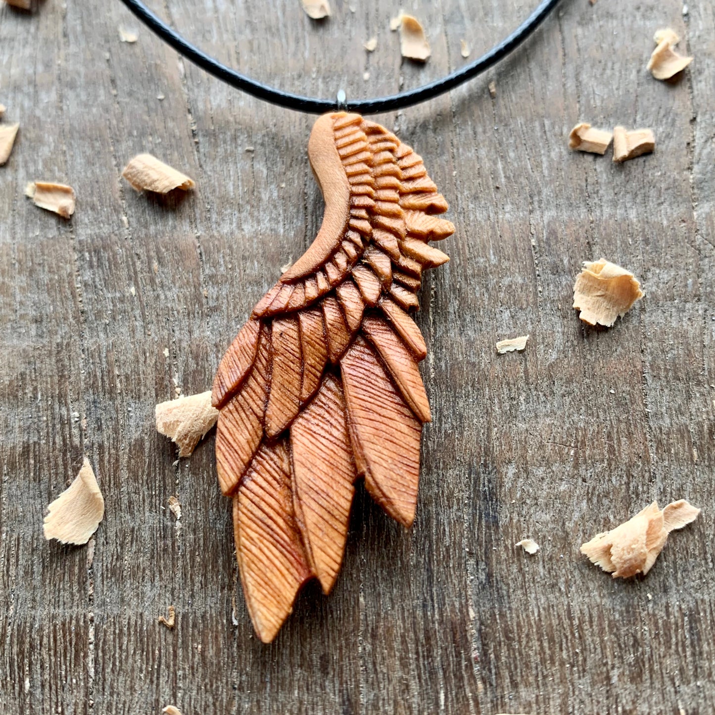 Angel's Wing Plum Wood Pendant