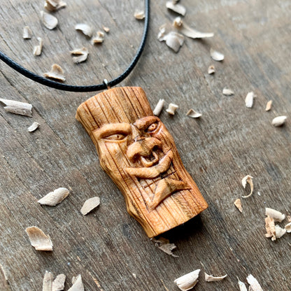 Plum Wood Tiki Mask Pendant