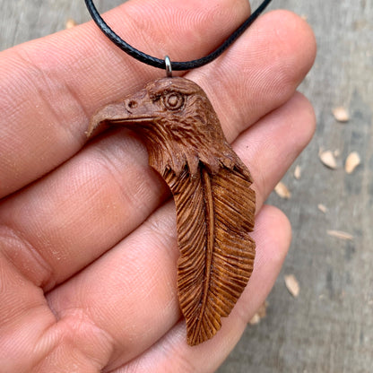 Hawk Head-Feather Pendant