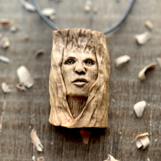 Walnut Wood Female Spirit Pendant