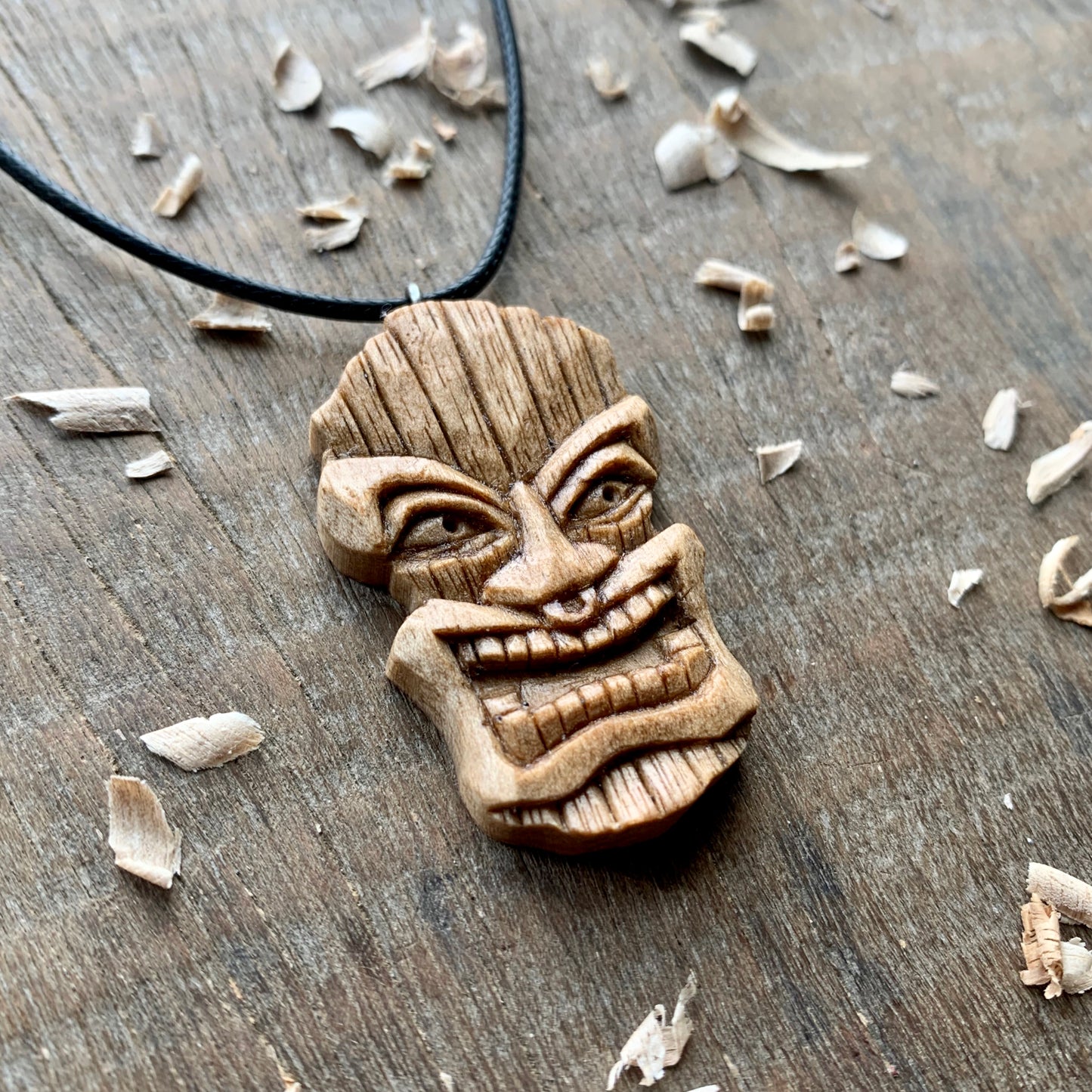 Walnut Wood Tiki Mask Pendant