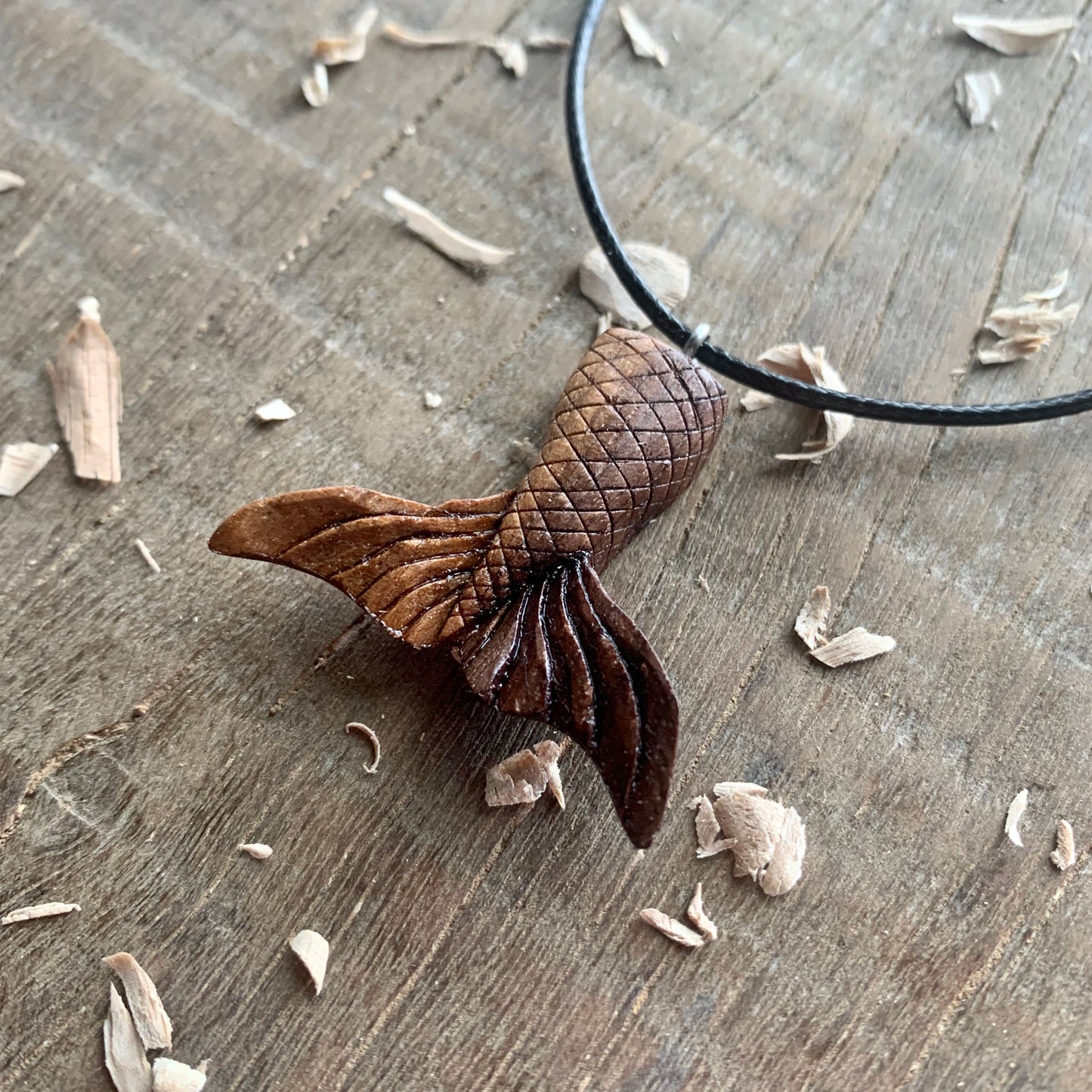 Siren's Tail Walnut Wood Pendant