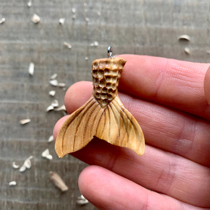 Mermaid Tail Olive Wood Pendant