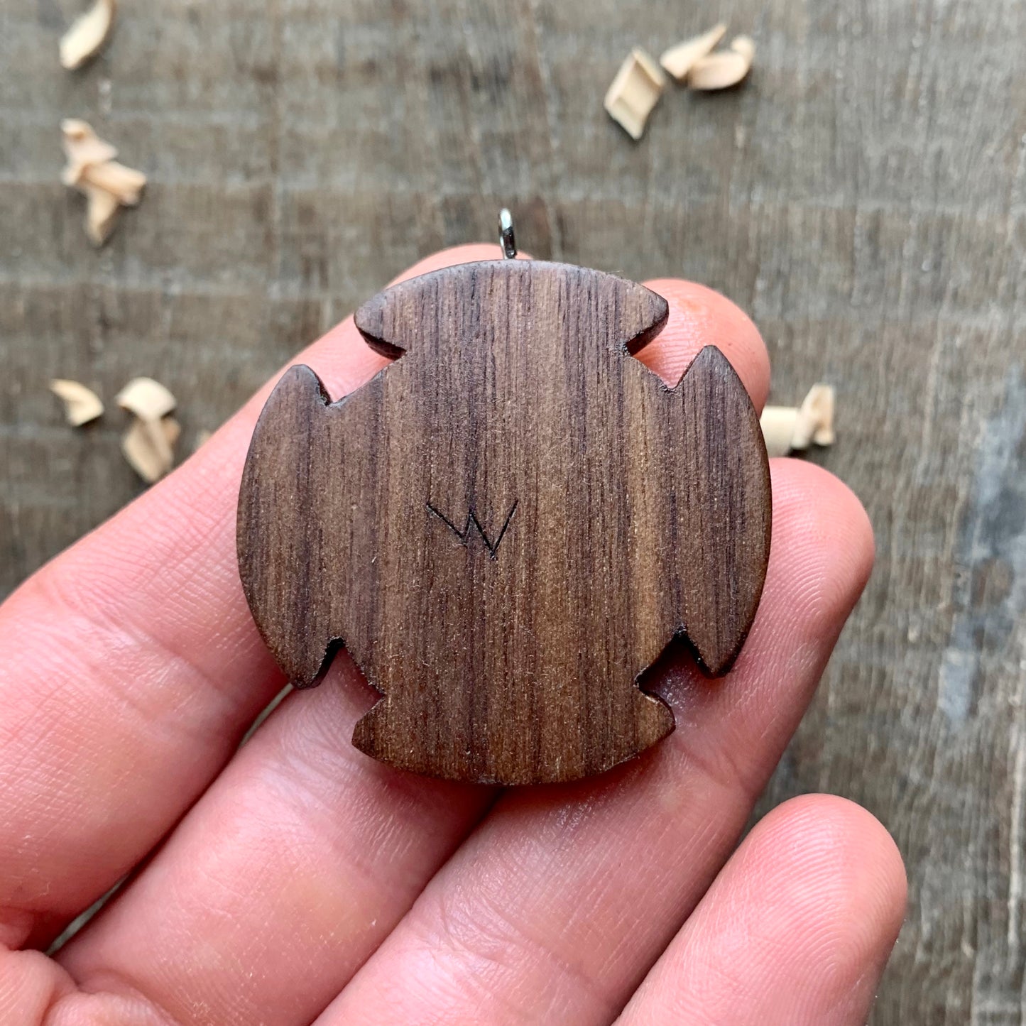 Celtic Cross Triquetra Walnut Wood Pendant