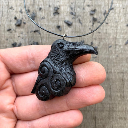 Celtic Raven with Triskelion Necklace