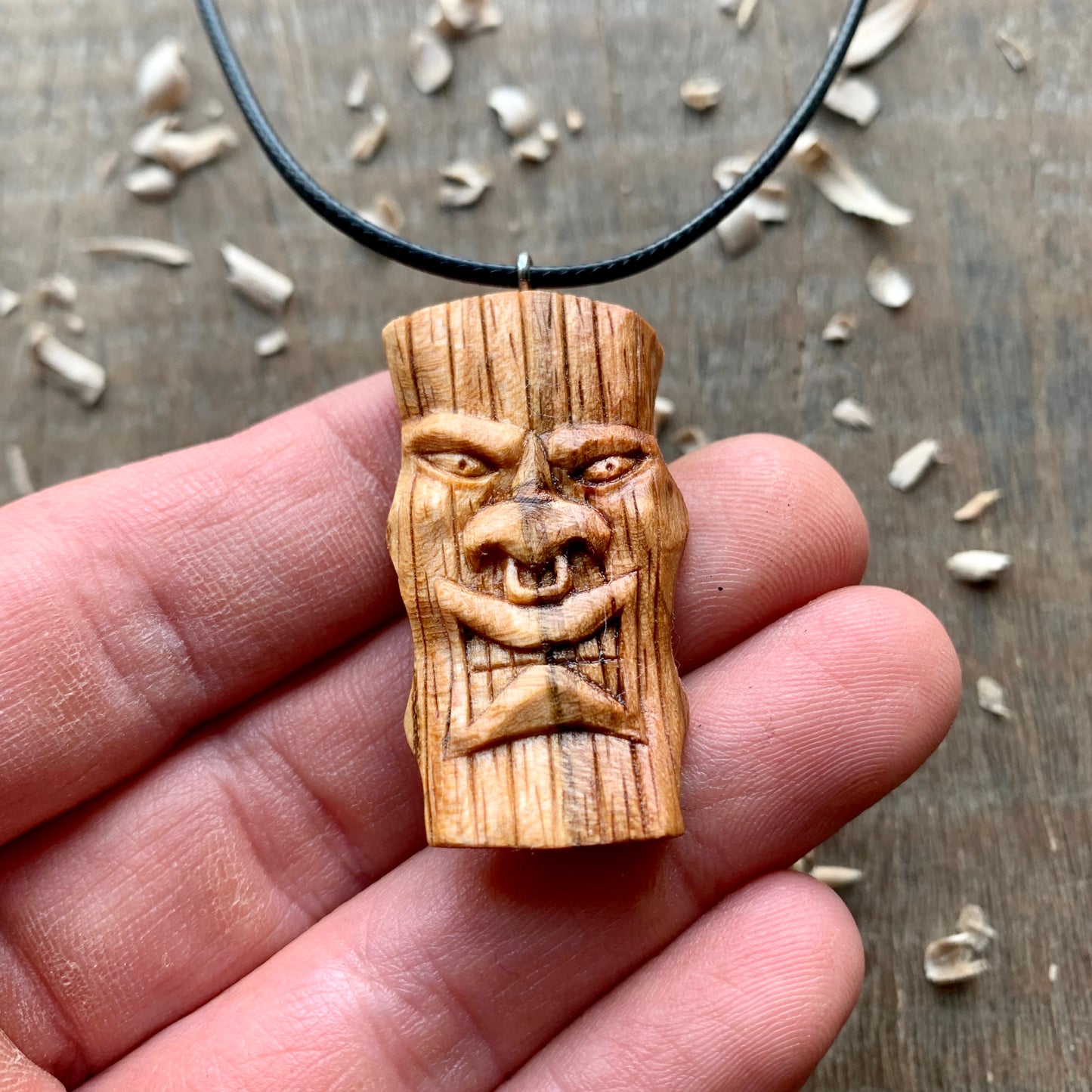 Plum Wood Tiki Mask Pendant