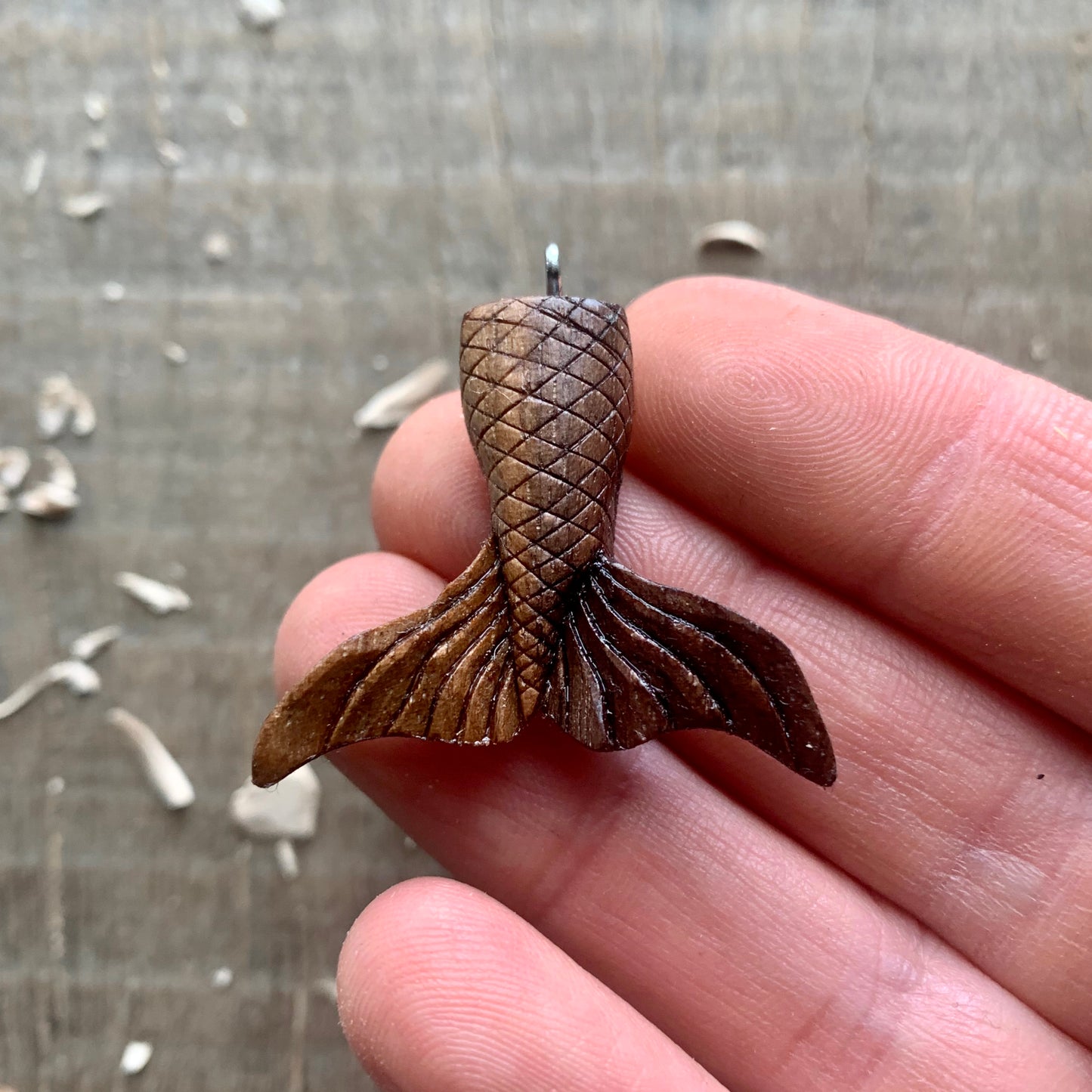 Siren's Tail Walnut Wood Pendant