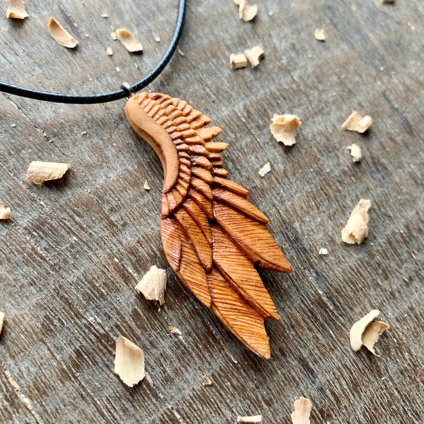 Angel's Wing Plum Wood Pendant