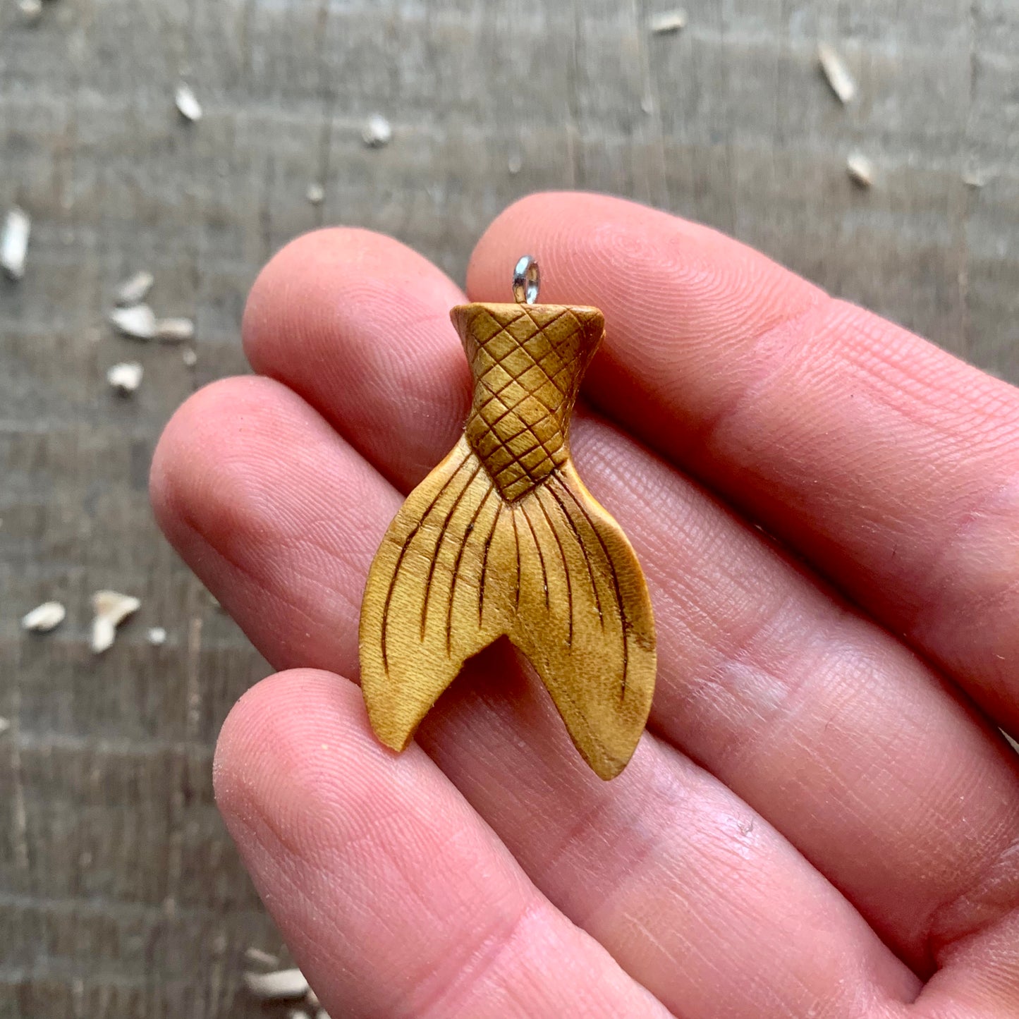 Mermaid Tail Mulberry Wood Pendant