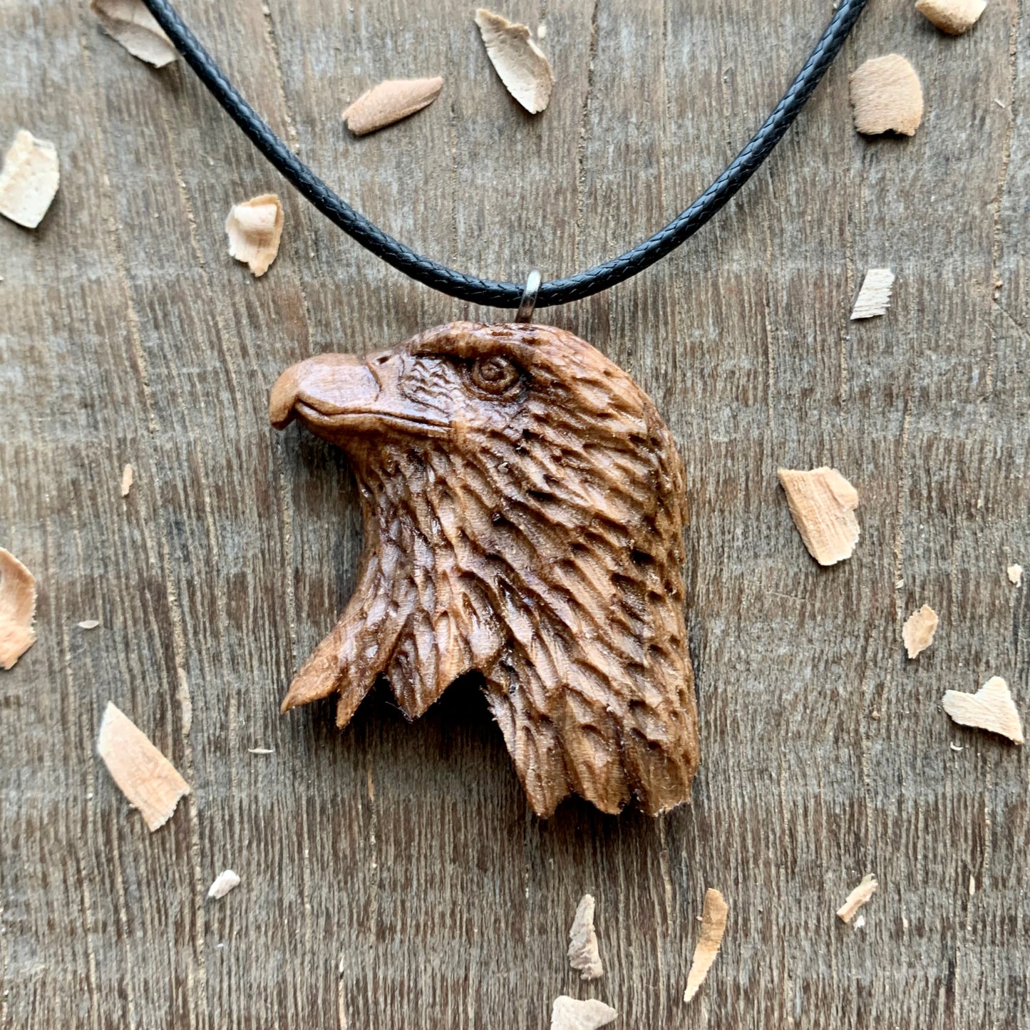 Eagle’s Head Walnut Wood Pendant