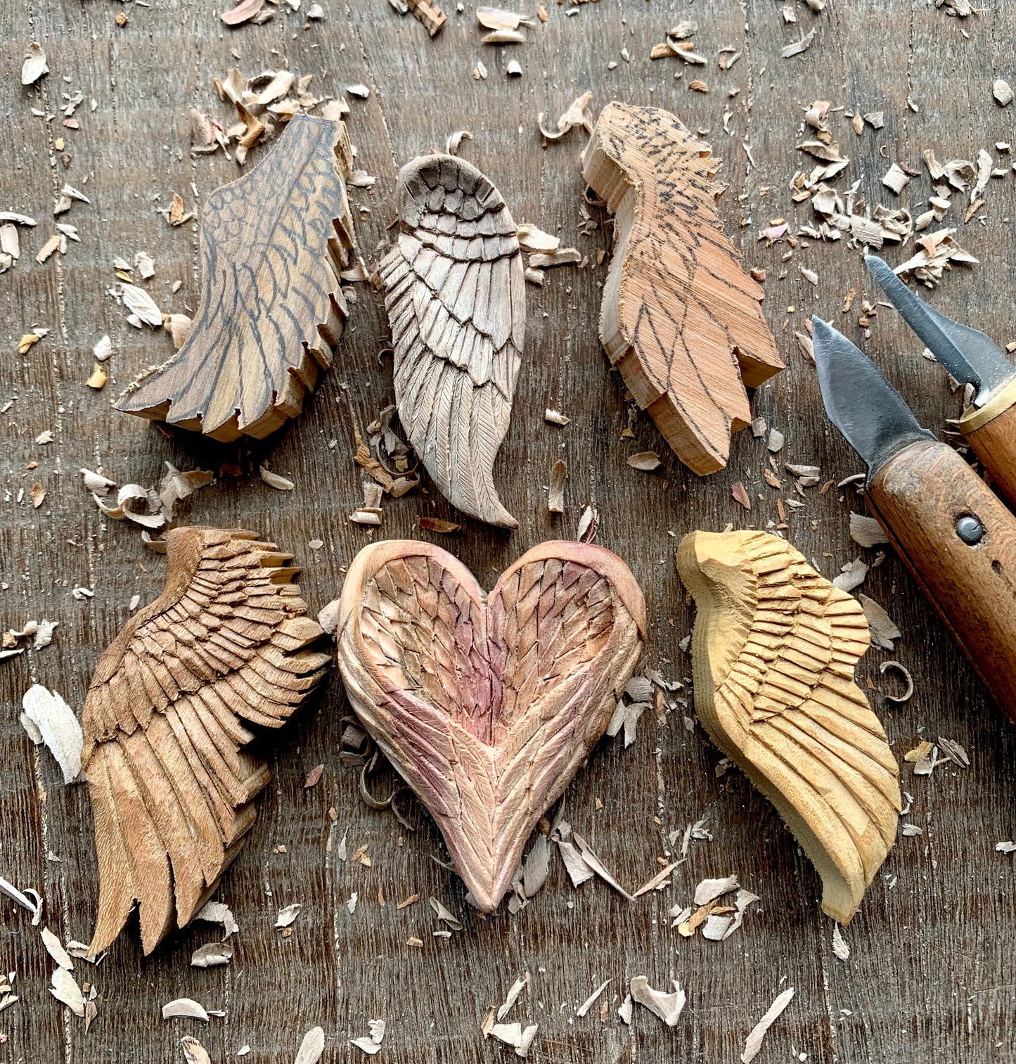 Angel's Wing Olive Wood Pendant