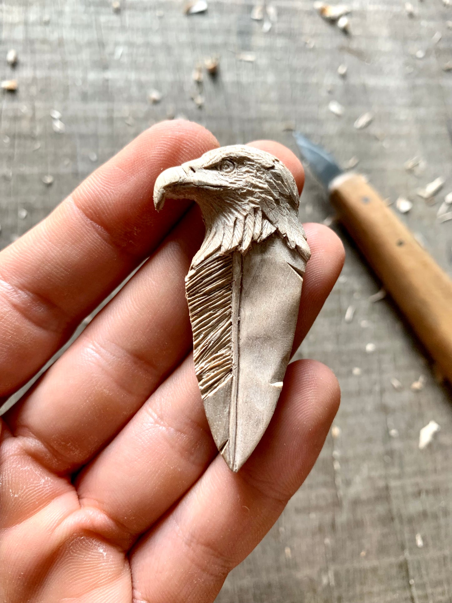 Eagle Head-Feather Pendant