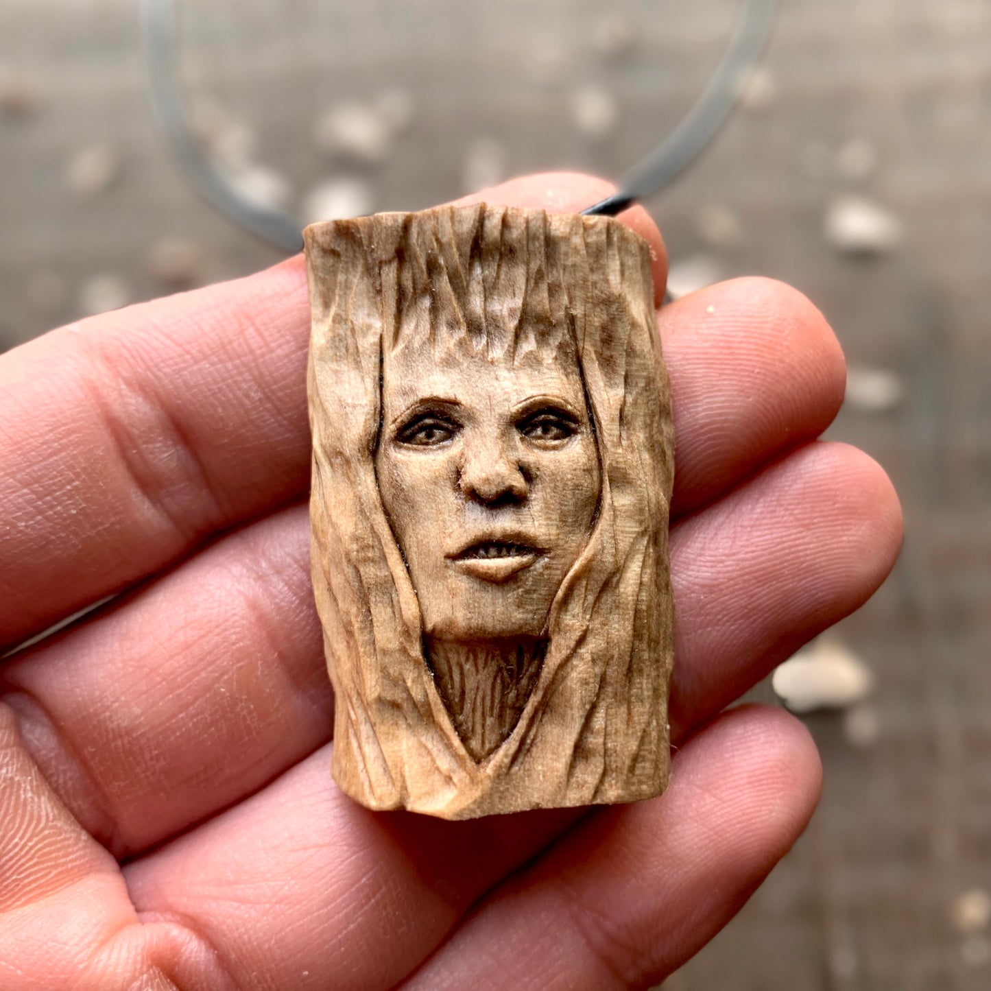 Walnut Wood Female Spirit Pendant
