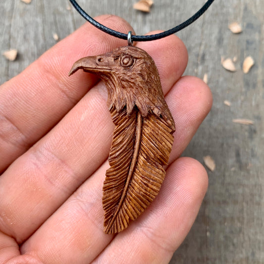 Hawk Head-Feather Pendant