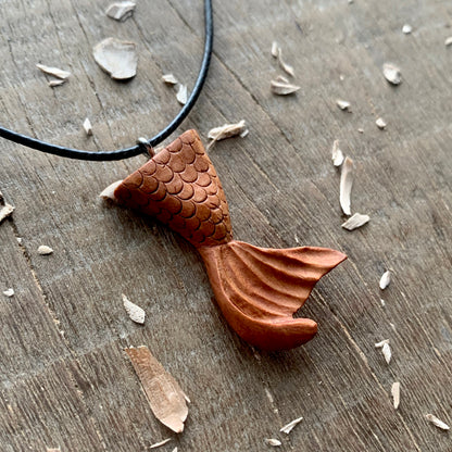 Siren's Tail Apricot Wood Pendant