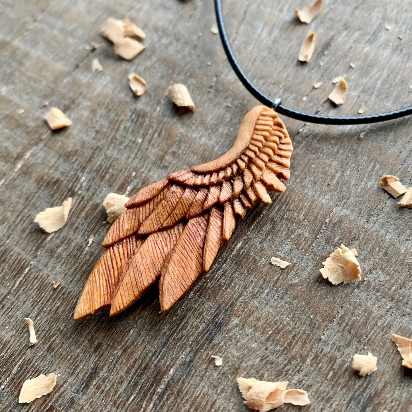 Angel's Wing Plum Wood Pendant