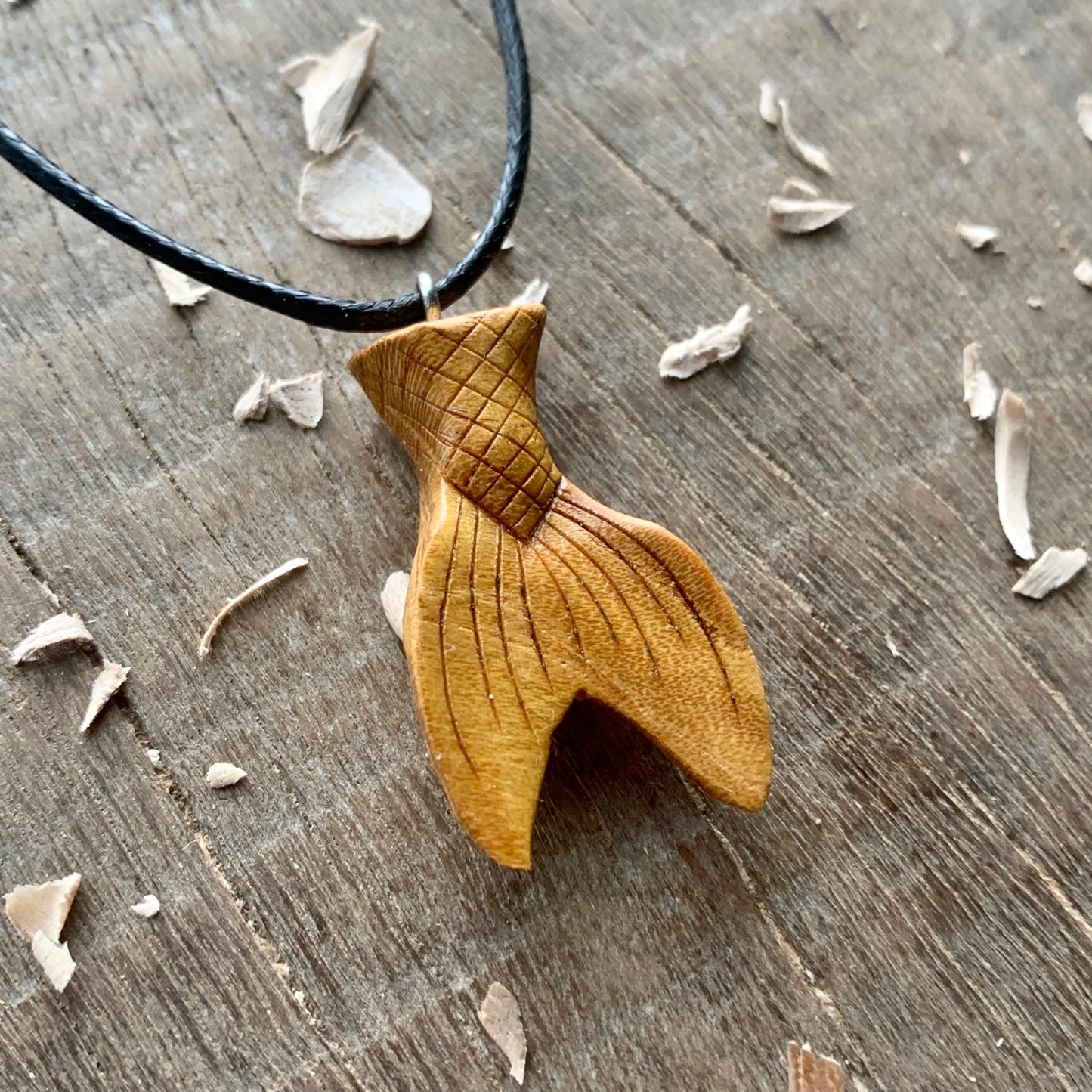 Mermaid Tail Mulberry Wood Pendant