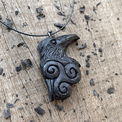 Celtic Raven with Triskelion Necklace