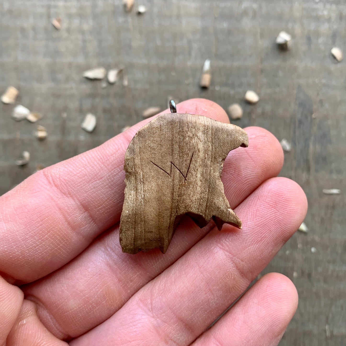 Eagle’s Head Walnut Wood Pendant