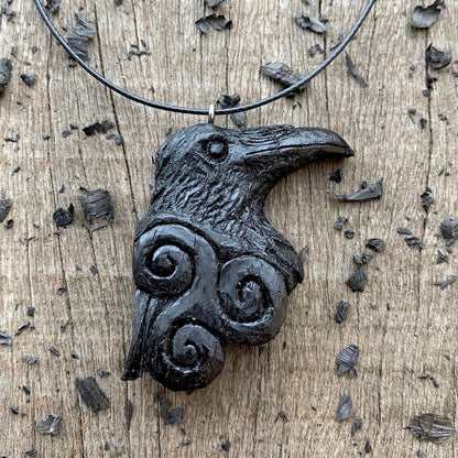 Celtic Raven with Triskelion Necklace