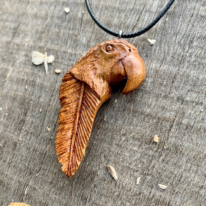 Parrot Head-Feather Pendant