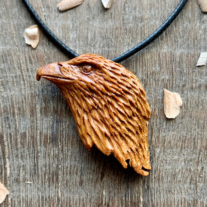 Hawk’s Head Almond Wood Pendant