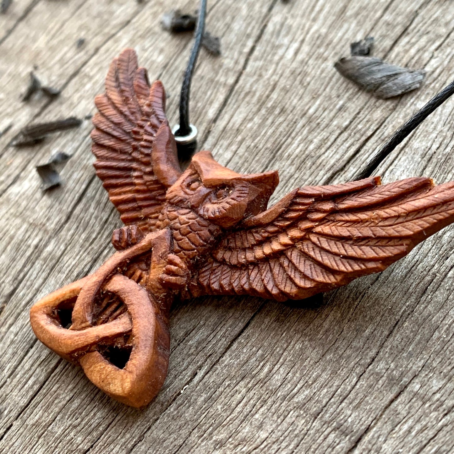 Flying Owl with Triquetra Pendant