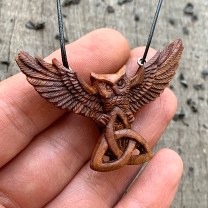 Flying Owl with Triquetra Pendant