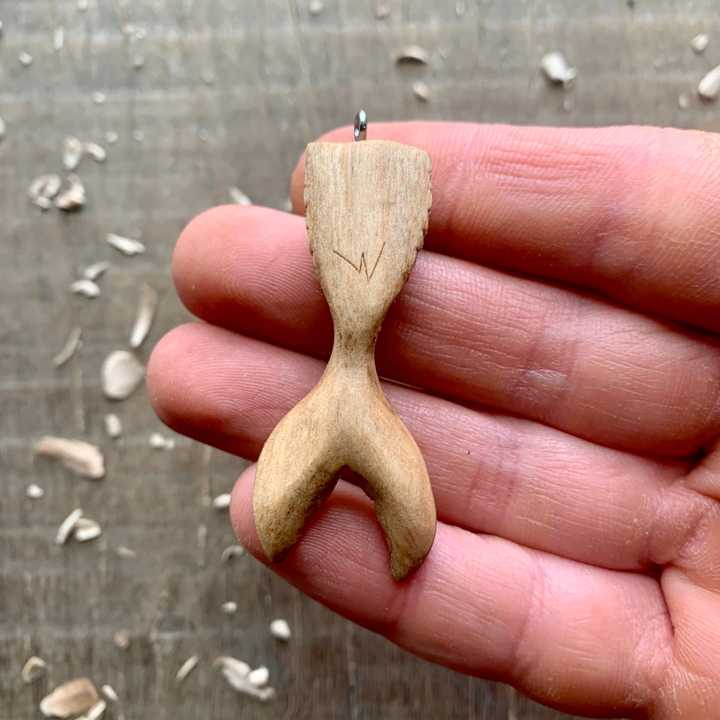 Mermaid Tail Walnut Wooden Pendant