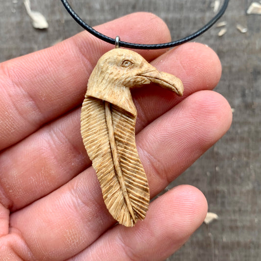 Seagull Head-Feather Pendant