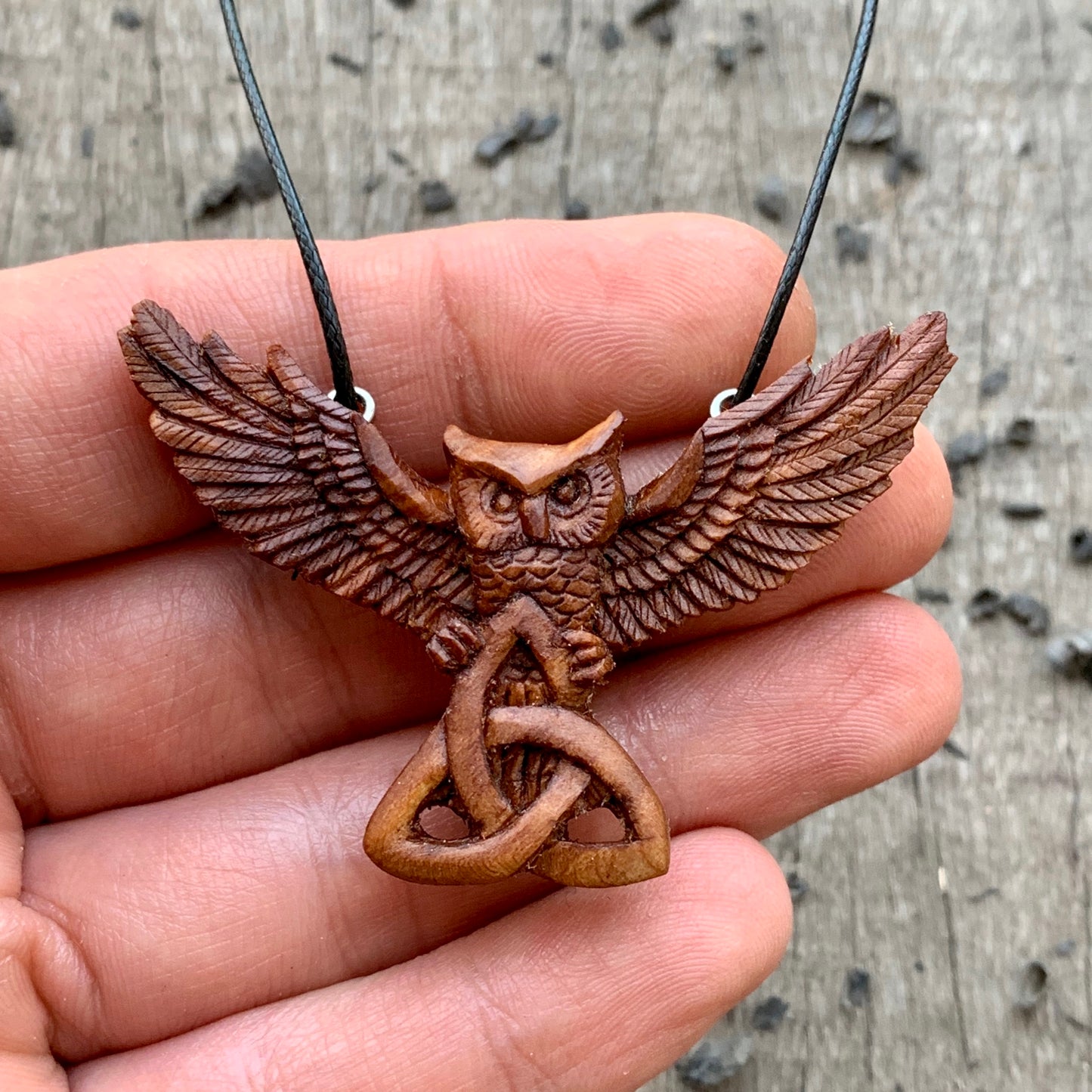 Flying Owl with Triquetra Pendant