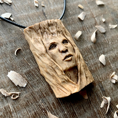 Walnut Wood Female Spirit Pendant