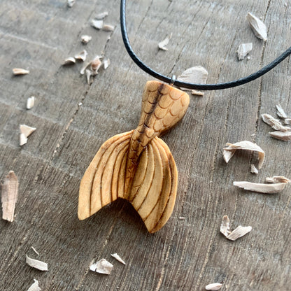 Siren's Tail Olive Wood Pendant