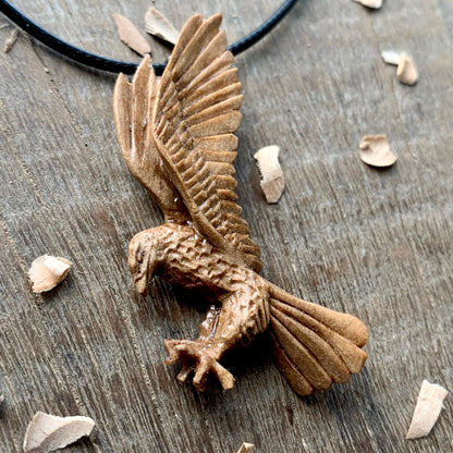 Flying Eagle Walnut Wood Pendant