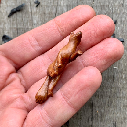 Hand Carved Fox Necklace, Apricot Wood Pendant